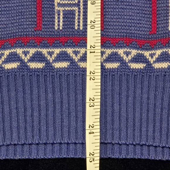 Steffner Vintage 80s 100% Wool Knit Sweater Size L Blue, Pink, White - Picture 12 of 12